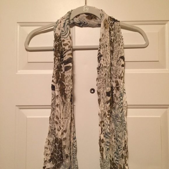 Scarf olive green, blue and transparent white - Picture 1 of 6